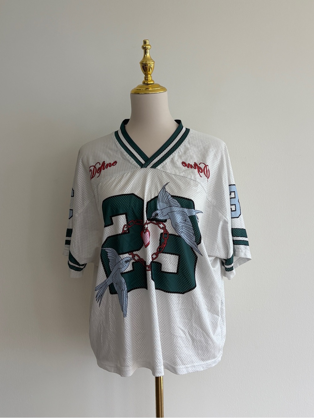 SHEIN Women’s Oversized #23 Bird Heart Mesh Football Jersey – Size L